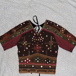 Embellished Boho Girls Smock Top